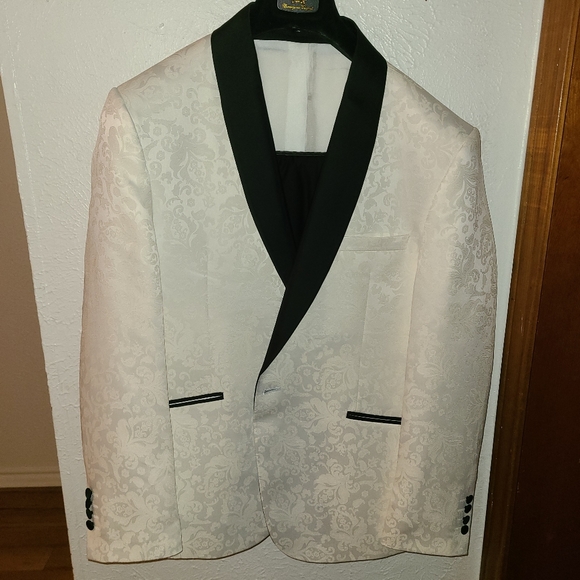 White Paisley Weddings Suit